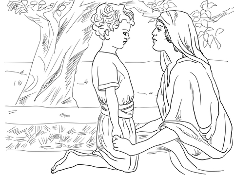 Little Jesus And Mary Coloring Page